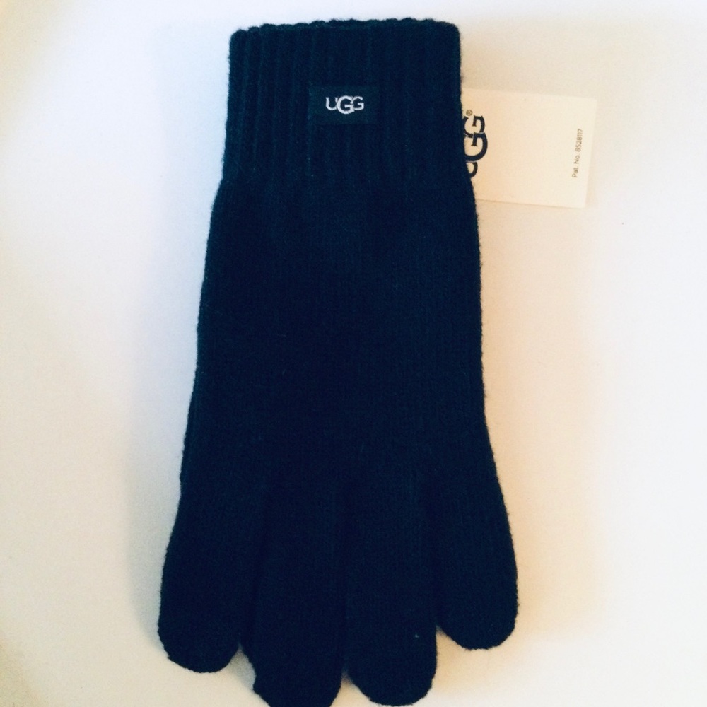 UGG MENS TECH WOOL BLEND KNIT GLOVES BLACK OS NWT